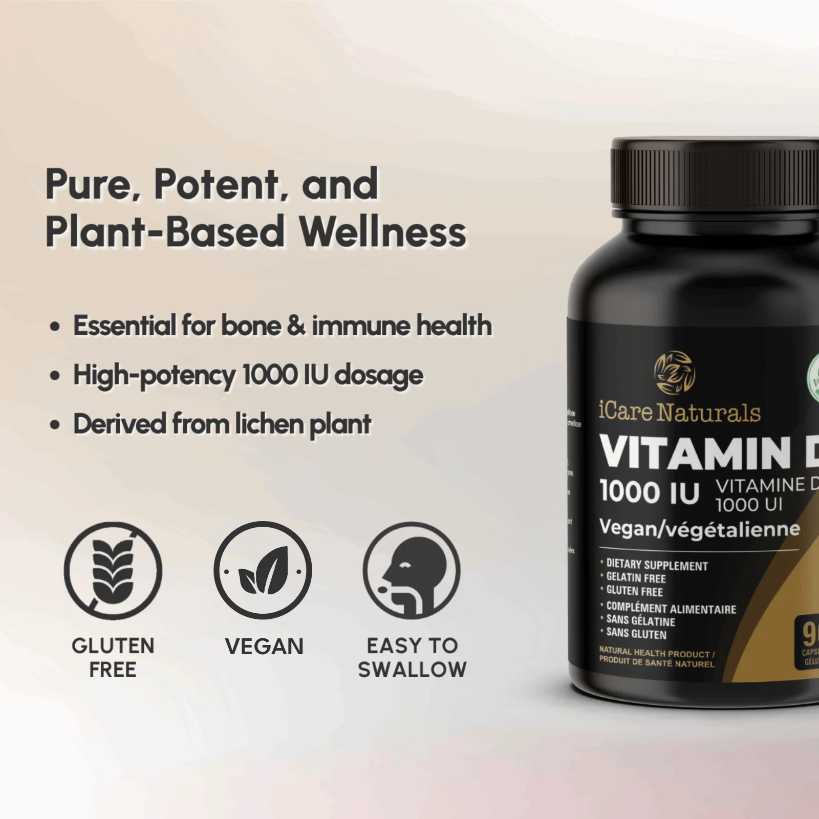 Vitamin D3 1000 IU supplement - Gluten Free Formula, Halal - Image 4